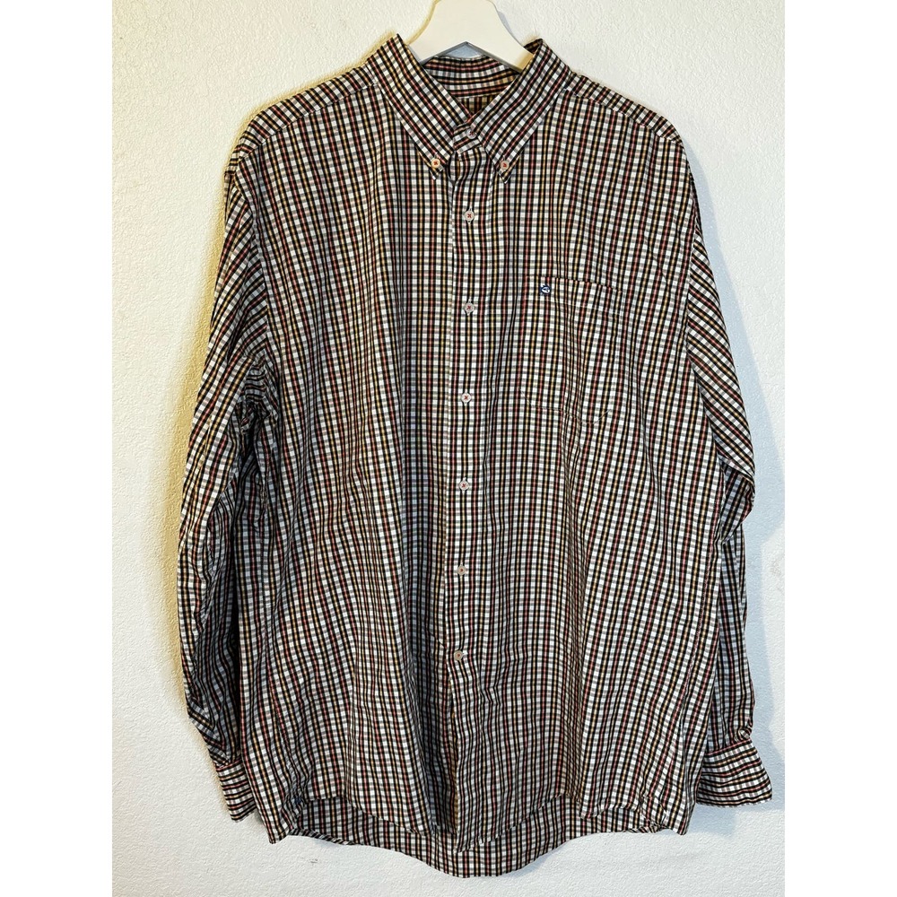 Southern Tide Men's Button Up Long Sleeve Shirt Size XL Brown Plaid